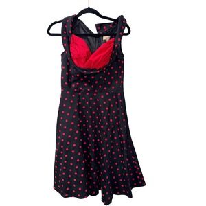 open lace back dress Lindy Bop 'Coleen' 1950's Inspired Polka Dot Tea Dress (XS, Black/Red) at  Amazon Women's Clothing store